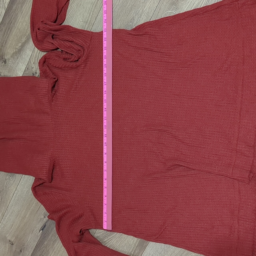 ANTHROPOLOGIE MEADOW RUE RED LONG SLEEVE COWLED THERMAL TUNIC TOP, Sz XL - Picture 7 of 9